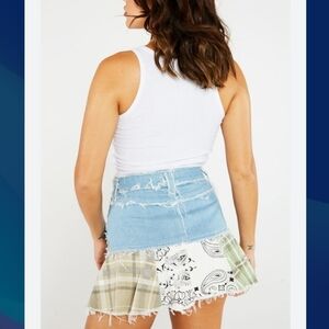 Traffic Jeans (Size 22W) Multicolor Patchwork Bandana Denim Mini Skirt (NEW-NWT)
